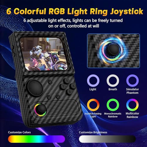Image of R36T Retro Handheld Game Console, 3.5 Inch Video Game Console with 3500mAh Battery, Retro Gaming Console Supports WiFi Download and Network Battling (Carbon Black)