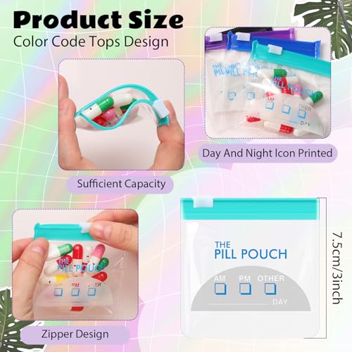 Image of Sherr 35 Pcs Pill Pouch Bags with Zipper Pill Pouch Set Travel Reusable Translucent Medicine Organizer Self Sealing Plastic Bag with Slide Lock for Storage(Vivid Colors,3 x 3 Inch,Day Style)