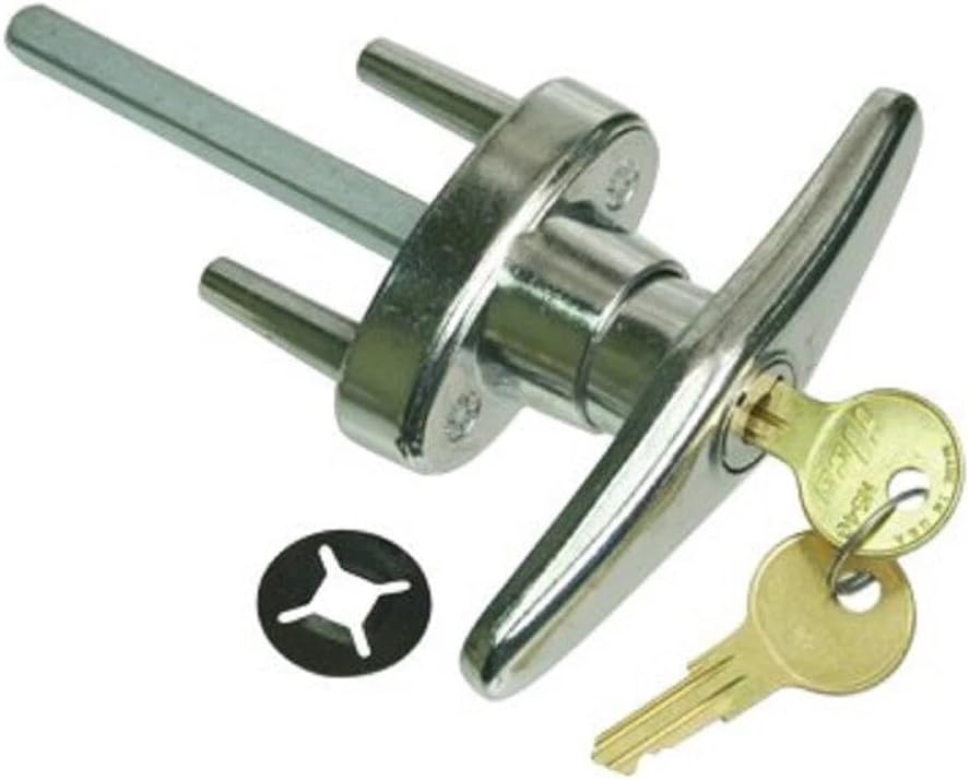 for Garage Door Lock T-Handle with 2 Keys Includes Mounting Hardware