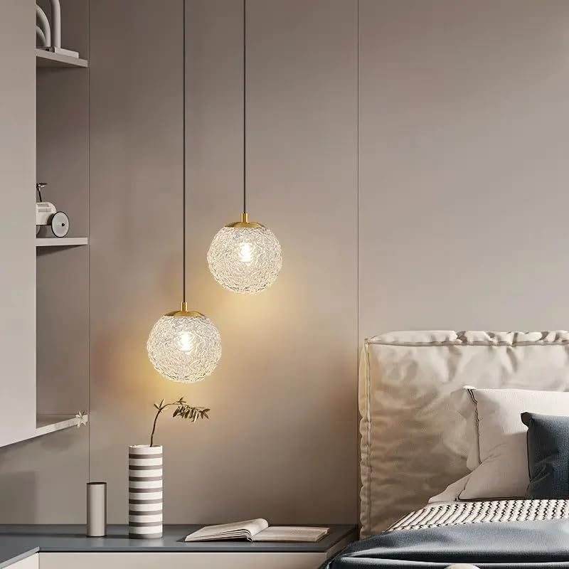 Lustre moderne à 2 lampes boules rondes suspension pour chambre et salon