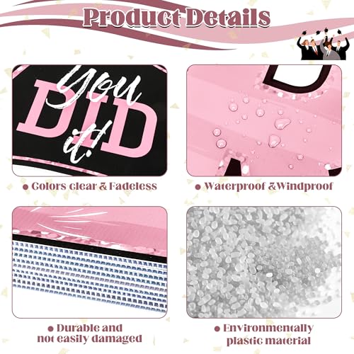 20PCS Pink Congrats Grad 2026 Lawn Yard Signs with Stakes Outdoor Decor by HOVACY - Image 4