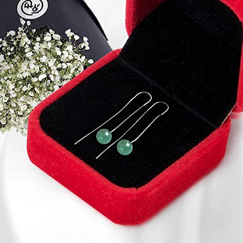 Handmade Jade Earrings, 925 Sterling Silver Earrings Studs, Women Mother's Day Gift Mom Day Gifts，Green Jade Drop Earrings, Gift For Birthday Anniversary (U Threader) #TOP5