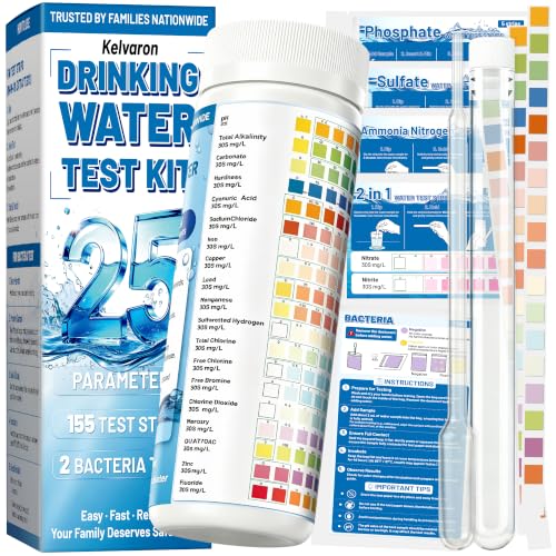 25-in-1 Drinking Water Test Kit, 155 Strips + 2 Bacteria Tests