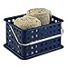 mDesign Stackable Plastic Storage Basket Bin with Handle for Organizing Hand Soaps, Body Wash, Shampoos, Lotion, Conditioners, Hand Towels, Hair Accessories, Body Spray, Mouthwash - Small - Navy Blue