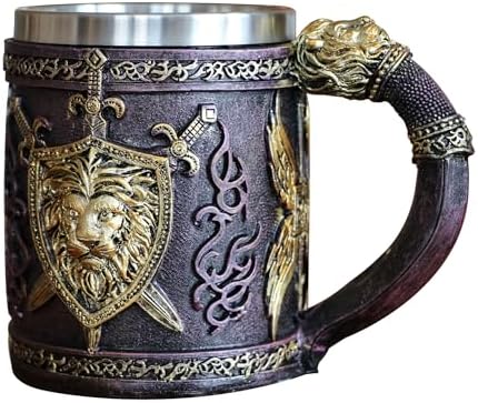 Medieval Lion Mug Stainless Steel Drinking Cup Beer Mug Bar Decor...