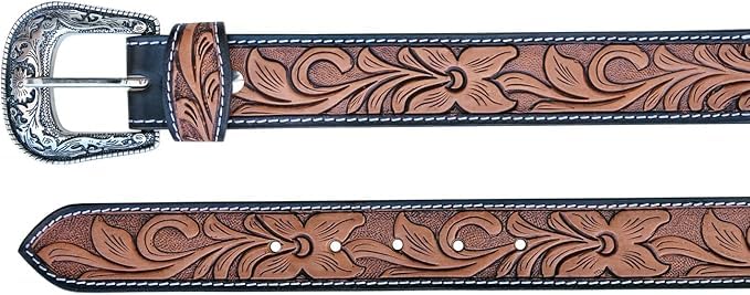 Cowboy Western Handmade Beaded Men's Leather Belt Quality Thick Durable Wax Colorful Designs Style Alloy Classic Fitted Casual Formal Wear in Pant Trouser Jeans Size: W-37-40/L-47in3