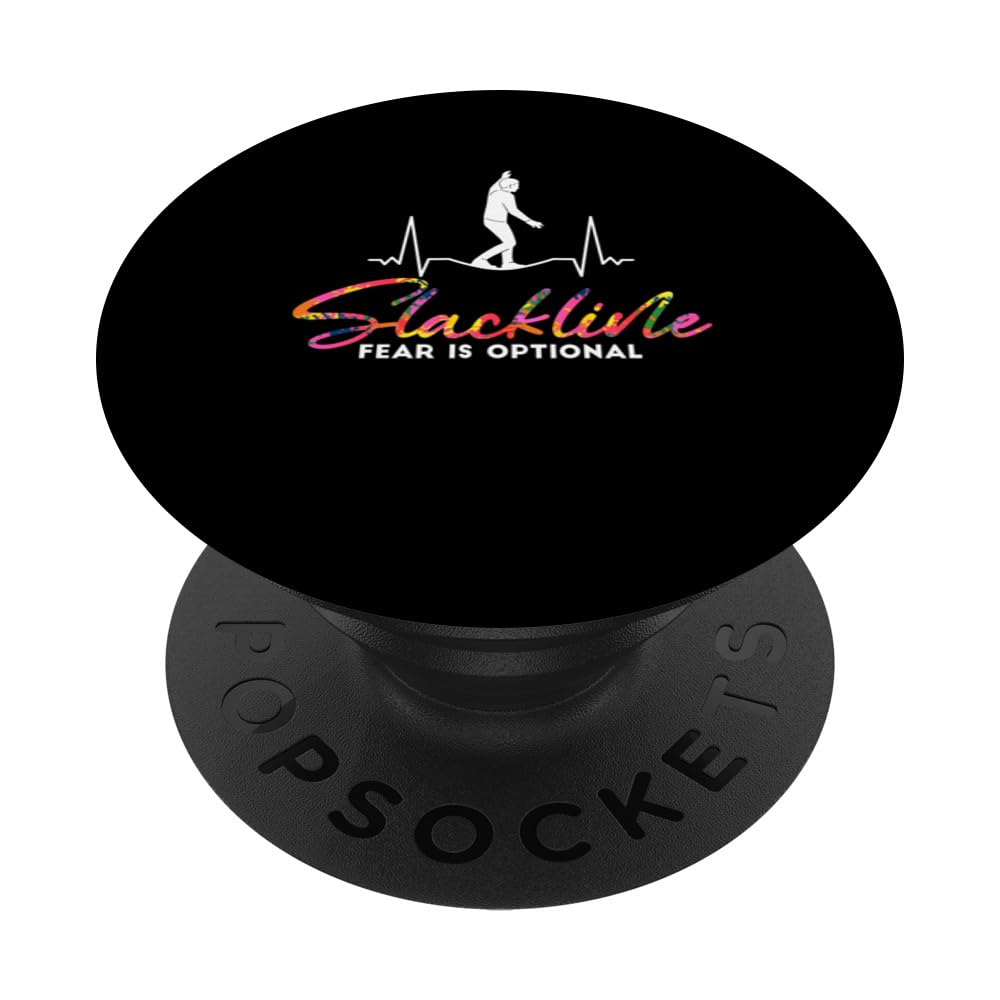 Slackline fear is optional Slacker Slackliner PopSockets Swappable PopGrip, Black