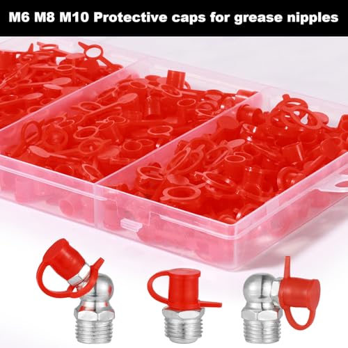 Nadinsta 210 Stück Kunststoff Schmiernippel Schutzkappe, M6 M8 M10 Schmiernippel Sortiment Schutzkappen, Fettstaubschutzkappen mit Aufbewahrungsbox, Schmiernippelkappe für Autos, Motorräder