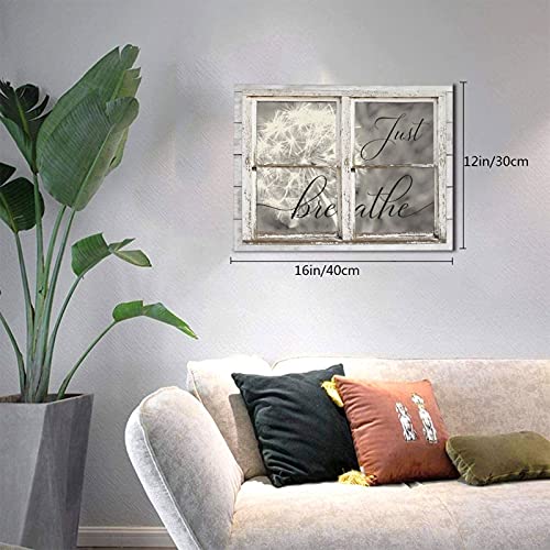 Sunator Just Breathe Canvas Wall Art Beautiful Dandelion And Window Inspirational Pictures Motivational Quotes Poster Framed Wall Decor For Office Bedroom Ready To Hang 12X16 Inches #TOP1
