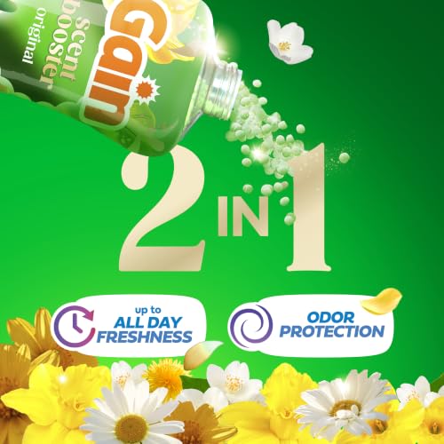 Image of Gain In-Wash Laundry Scent Booster Beads Long-Lasting Fresh Scent Beads All Day Freshness and Odor Protection, Original Scent, 30.1 oz (Packaging May Vary)