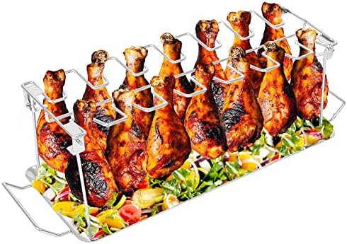 3-in-1Turkey Roasting Rack Rib Rack for Smoking & Chicken Leg Rack for ...