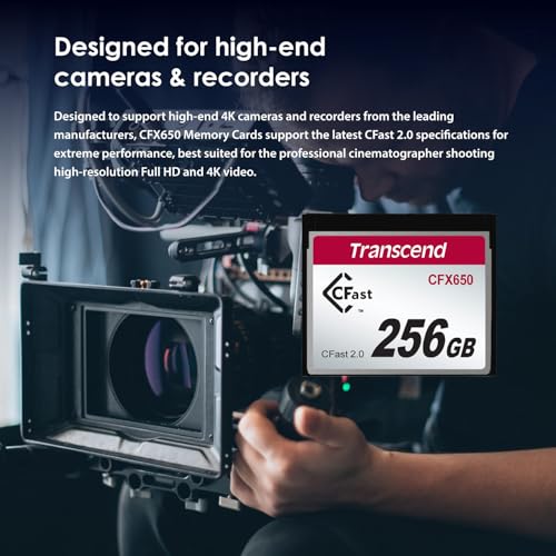 Transcend Scheda Cfast 2.0 Da 128 Gb CFX650 Sata Iii 6 Gb/S, Fino A 510/370 Mb/S, Progettata Per Cinematografia Professionale In Video Ad Alta Risoluzione, Full Hd E 4K - TS128GCFX650 - 4