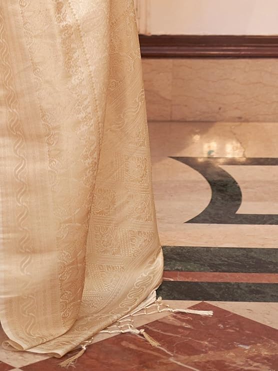 Image of MADHUHANSH Women's Cotton Silk Saree with Unstitched Blouse Piece Zari Weave and Floral Pattern | Heavy Embroidery Saree for Women | Interview Saree for Women | Readymade Blouse with Saree Set