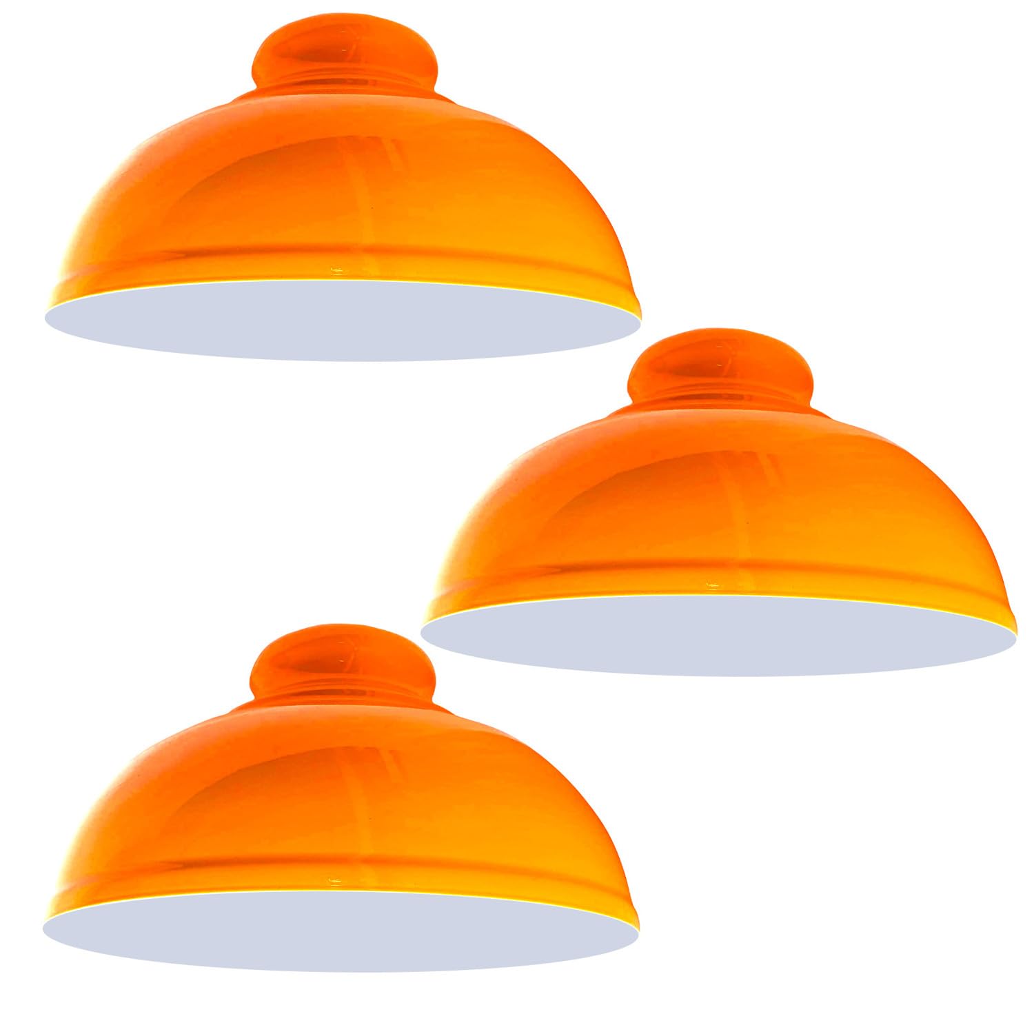 Modern Vintage Lamp Shade for Pendant Light Industrial Hanging Ceiling Light Ideal for Dining Room Bar Clubs & Restaurants (Orange 3Pack)