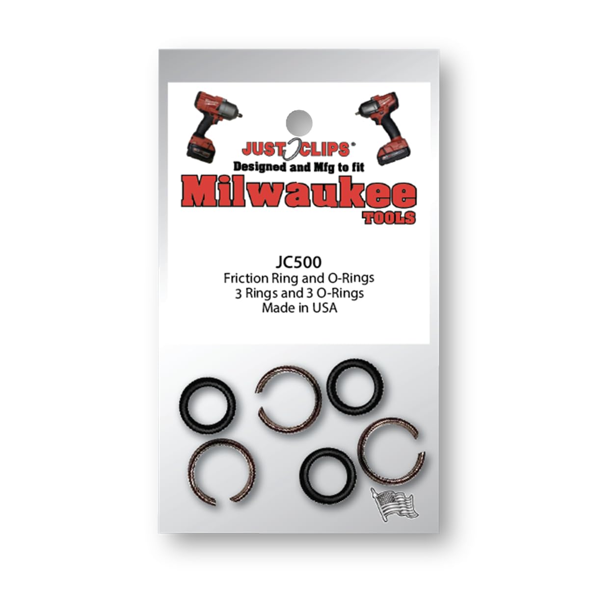 Just Clips 1/2" Friction Rings & O-Rings for Milwaukee Tools - 10 Pack