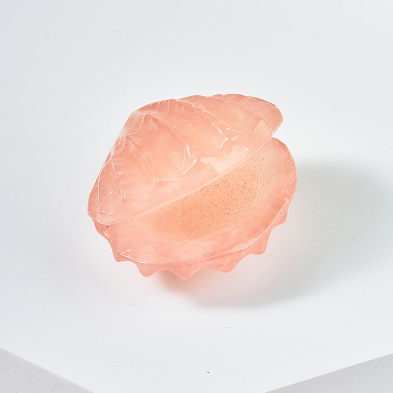 AUOQKQUT Rainbow Fluorite Seashell Carving,Rose Quartz Crystal Figurines for Home Decor, Hand Carved Sculpture for Feng Shui Ornament & Gift