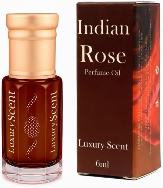 Perfume Oil Indian Rose 6ml Roll-On by Luxury Scent – Long Lasting Alcohol-Free Attar with Natural Floral Aroma, Premium Unisex Essential Oil Fragrance for Men & Women, Travel Size Gift Option