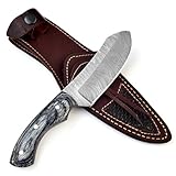 BNAZIND Damascus Nessmuk knife - Fixed Blade Bushcraft knife - Damascus Hunting Knife with Sheath – 8.75 Inches EDC Survival Skinning knife, Camping knife for Men