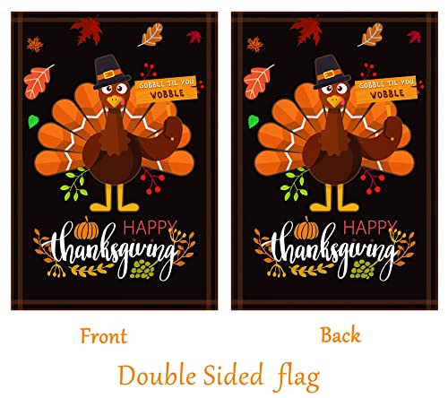 Akeydeco Happy Thanksgiving Flags,Thanksgiving Garden Flag 28 x 40 Inch House Flag Double-Sided 2 Layer Turkey House Flag For Decoration by Akeydeco - Image 4