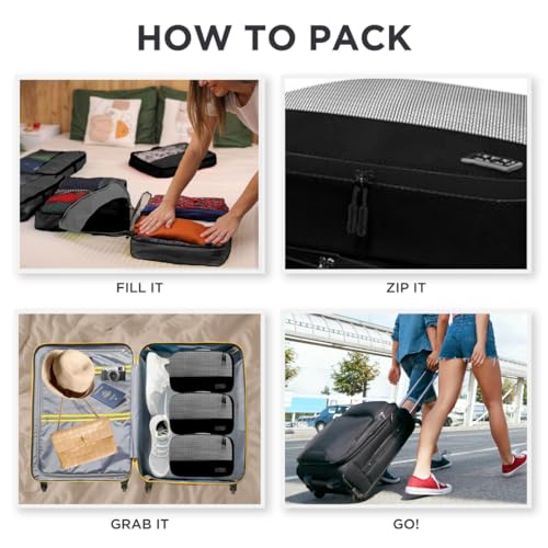 Image of Medium Packing Cubes for Travel - 5pc Packing Cubes for Suitcases - Lightweight Luggage Organizer Bags (Non-Compression)