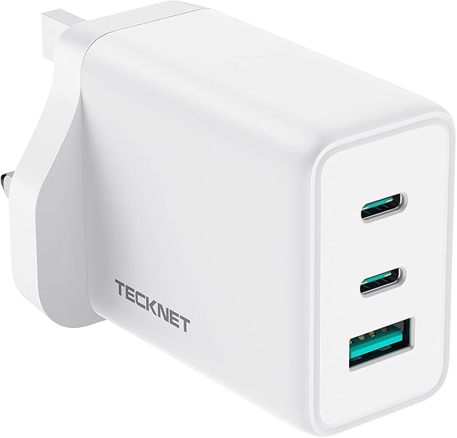 65W USB C Charger, TECKNET 3 Port GaN Type C Fast Charger Plug Adapter, PD 3.0 USB C Wall Quick Charger Compatible with MacBook, iPad Air/Mini, iPhone, Pixel 6, Galaxy S22, Dell XPS Laptop