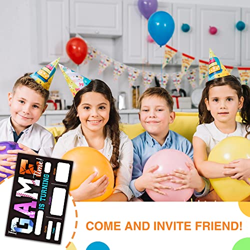 Detiho 4" X 6" Sports Theme Birthday Party Invitation Cards With Envelopes - It's Game Time - Basketball Football Soccer All Star Sports Invitation - 20 Sets - E03 #TOP3