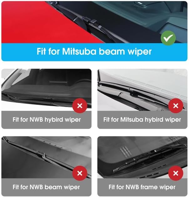 Miniatura 5 de ASLAM Repuestos de limpiaparabrisas de 28 + 28 pulgadas para Honda Mitsuba Beam, cortadas a tamaño (2 pares)