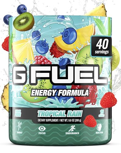 Gamma Labs G Fuel Tropical Rain Energy Drink Powder, Pre Workout Caffeine Mix for Gaming, Sugar Free...