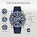 BENYAR Mens Watches Quartz Chronograph Business Luxury Brand Waterproof Wristwatches Fashion Brown Leather Watches for Men (Brown Blue) (Silver Blue-J)