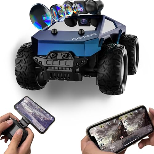 RC Cars, 1/28 RC Monster Truck Toys with FPV Camera, 2.4Ghz High Speed Off-Road Remote Control Racing Vehicle with Blinking LED Lights for Adults, Kids, Boys, Dual Control Modes, Rechargeable Battery