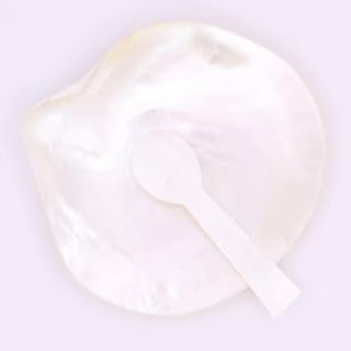 Set de Herramientas de Maquillaje con Forma de Concha Dorada Clara Natural, Cuchara y tazón