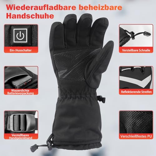 Gants chauffants 5V 6000mAh rechargeables L pour ski et randonnée