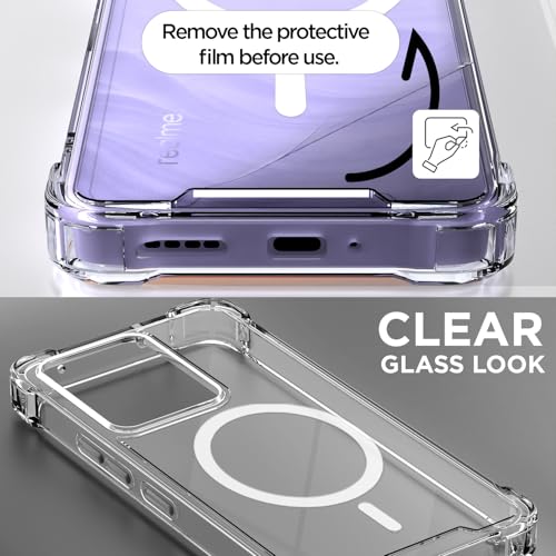 Image of Amazon Basics Back Cover for Realme 14 5G Mag-Safe Shockproof PC + TPU Protective Case Magnetic Support Bumper Case (Transparent Mag-Safe)