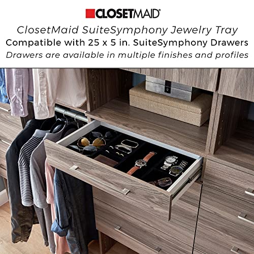 Closetmaid Suitesymphony Wood Closet Drawer, Add On Accessory, Shaker Style, For Storage, Closet, Clothes, 25” X 5” Size For 25 In. Units, Graphite Grey/Satin Nickel #TOP2