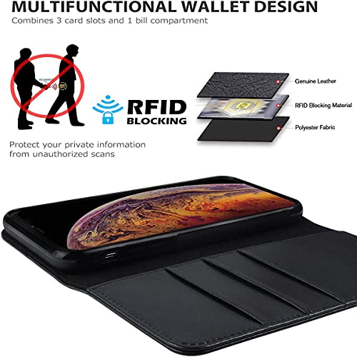 Coque iPhone 11 Pro Max cuir véritable étui portefeuille béquille VISOUL - 2