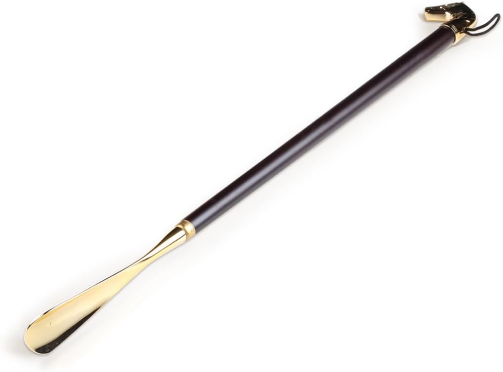 Hugooo Luxury Gift Package 58CM Shoe Horn Long Handled Premium Copper Horse Head Handle Design