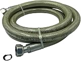 HM | Flexible Gas Hose for Kitchen 1/2" FF | Lengths from 1 to 4 Metres | EN 14800 Certified Stainless Steel | Yellow Coated | LPG and CNG | Gaskets Included (500 mm) - 7