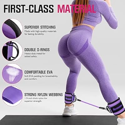 Ayombo Ankle Resistance Bands with Cuffs, Home Gym Workout Equipment, Lifting Glute Butt Exercise Equipment for Women, Ankle Weights Fitness Set, Leg Booty Equipment for Training Perfect Body Shape