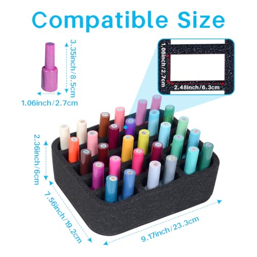 Image of Nail Polish Organizer Holder Foam Pad DIY with 15 Slots for Storage Nail Polish or Essential Oil Tray for Drawers Black