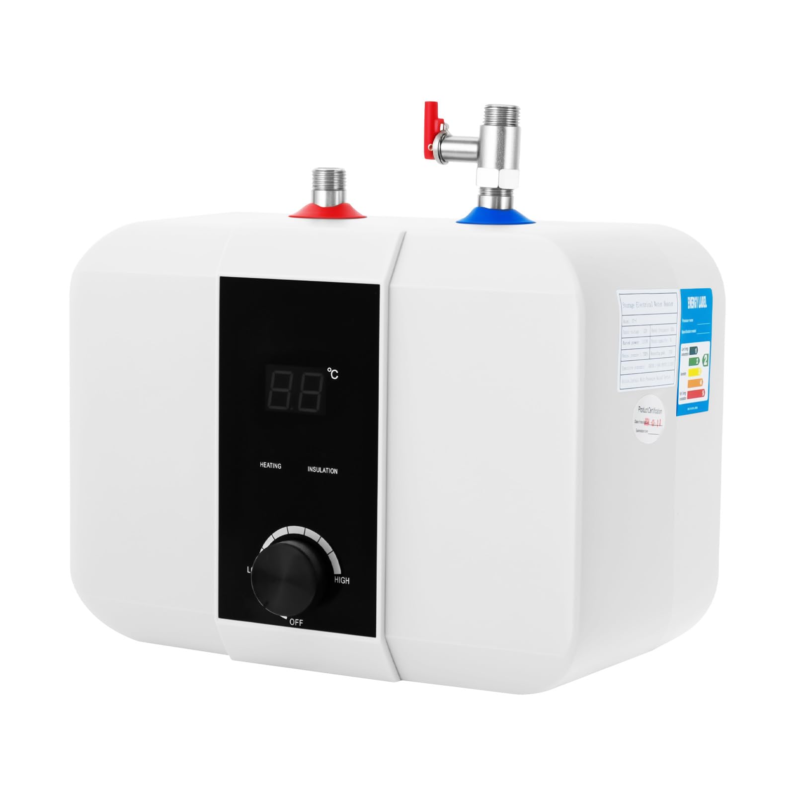 Chauffe-eau instantané électrique 6 L 1500 W 220 V avec affichage numérique LED mini chauffe-eau salle de bain cuisine