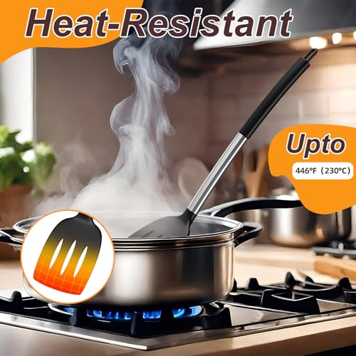 Yoehka Silicone Cooking Utensils Set, 4Pcs Spatula and Spoon Set, Black - Image 4