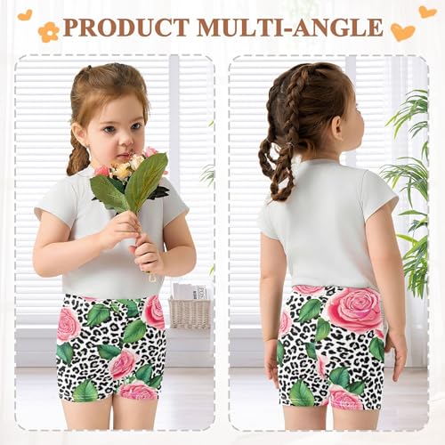 Joisal Pink Roses Green Black Leopard Toddler Girls Biker Shorts 4t Under Shorts for Dresses Cotton Little Girl4