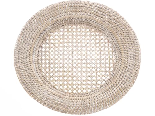 KOUBOO Round Rattan Charger Plate, White Wash...