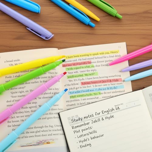 Maitys 24 Pcs Ballpoint Pen and Highlighter Multicolor Set, Fine Point Black Ink Click Gel Pens with Matching Pastel & Vibrant Highlighters for School Office Note Taking Journaling Art Study Supplies - Image 5