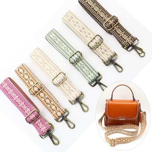 Image of LEMEDE Purse Strap Adjustable Replacement Crossbody Bag Straps Retro Jacquard Embroidery Shoulder Straps for Shoulder Bag