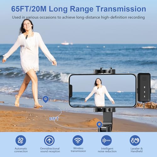 Wireless Lavalier Microphone for iPhone/Camera/Android Phone, Mini Lapel Microphone with Lightning+USB-C+3.5mm Receiver, Plug-Play Wireless Clip On Microphones for Video Recording/TikTok/YouTube/Vlog - Image 2