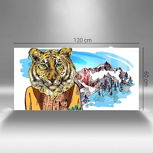 Peinture sur verre d'art de luxe Wallfluent design tigre haut de gamme pour intérieur chic - 4