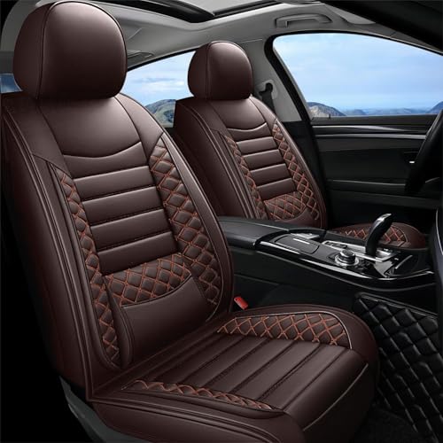 ITEYAO 2 Front Leather Car Seat Covers for Jeep Wrangler JK/JL JKU/JLU 2/4-Door 2007-2025 Unlimited X Rubicon 392 Sahara Willys Sport High Altitude 4X4,Waterproof Seat Cover Protectors(Coffee)