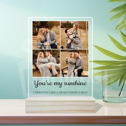 Image of Giftplease Customized Photo And Text Frame With Wooden Stand | Personalised Printed Photo Frame | Gift | Birthday | Anniversary (Transparent, 5MM, 6 * 8 Inches), Tabletop