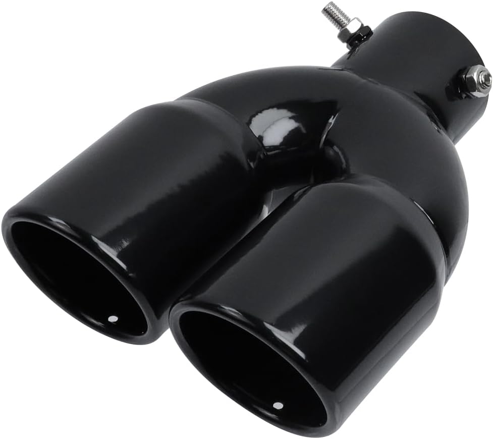 Modengzhe 1 PCS Car Dual Exhaust Tips,Universal Car Exhaust Pipe Modification Tail Throat TailPipe Muffler Tip(Straight,Black)
